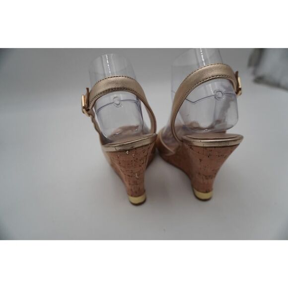 Lilly Pulitzer CHRISTINE WEDGE Slingback Gold Metallic Sandals Peep-toe Sz. 8.5 - Picture 3 of 8